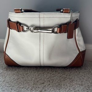 Coach handbag, brown and white